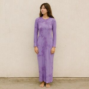 Raquel‎ Allegra Dress Womens XS 0 Tie Dye Long Sleeve Fitted Purple Cloud